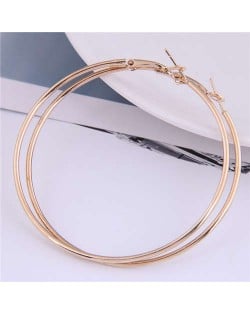 U.S. High Fashion Alloy Wholesale Big Hoop Women Costume Earrings - Golden