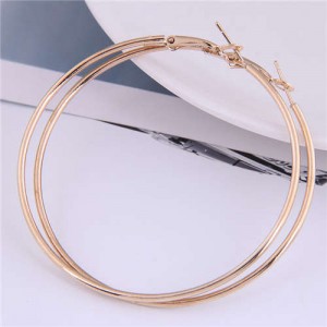 U.S. High Fashion Alloy Wholesale Big Hoop Women Costume Earrings - Golden