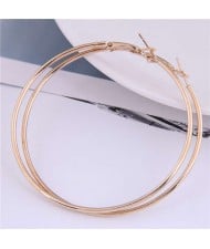 U.S. High Fashion Alloy Wholesale Big Hoop Women Costume Earrings - Golden
