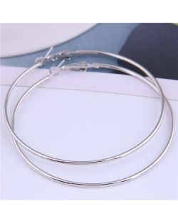 European Bold Fashion 70 mm Large Hoop Women Wholesale Alloy Costume Earrings - Silver