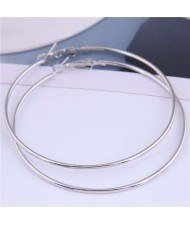 European Bold Fashion 70 mm Large Hoop Women Wholesale Alloy Costume Earrings - Silver