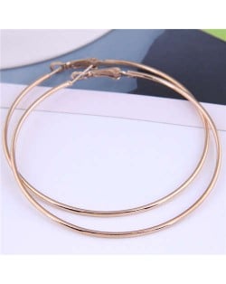 European Bold Fashion 71 mm Large Hoop Women Wholesale Alloy Costume Earrings - Golden