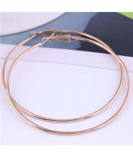 European Bold Fashion 71 mm Large Hoop Women Wholesale Alloy Costume Earrings - Golden