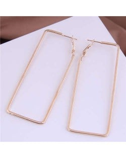 Oblong Shape Hollow Fashion Alloy Wholesale Women Hoop Earrings - Golden