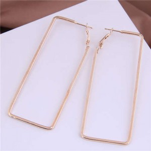 Oblong Shape Hollow Fashion Alloy Wholesale Women Hoop Earrings - Golden