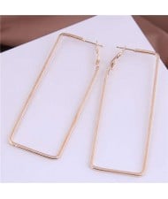 Oblong Shape Hollow Fashion Alloy Wholesale Women Hoop Earrings - Golden