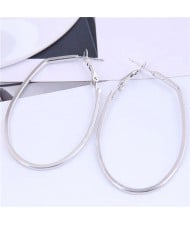 High Fashion Oval Hoop Women Costume Alloy Wholesale Earrings - Silver