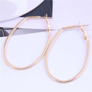 High Fashion Oval Hoop Women Costume Alloy Wholesale Earrings - Golden