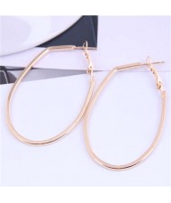 High Fashion Oval Hoop Women Costume Alloy Wholesale Earrings - Golden
