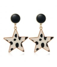 Leopard Prints Star Shape High Fashion Women Wholesale Alloy Earrings - White