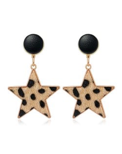 Leopard Prints Star Shape High Fashion Women Wholesale Alloy Earrings - Brown