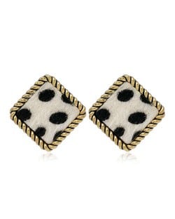 Leopard Prints Vintage Square Design Korean Fashion Women Stud Earrings - White