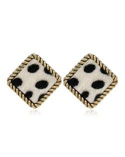 Leopard Prints Vintage Square Design Korean Fashion Women Stud Earrings - White