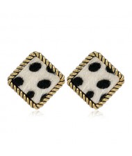 Leopard Prints Vintage Square Design Korean Fashion Women Stud Earrings - White