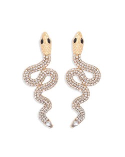 Rhinestone Inlaid High Fashion Women Alloy Wholesale Earrings - White