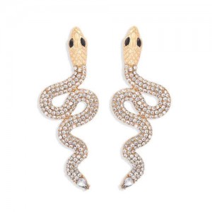 Rhinestone Inlaid High Fashion Women Alloy Wholesale Earrings - White