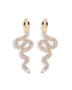 Rhinestone Inlaid High Fashion Women Alloy Wholesale Earrings - Luminous Colorful