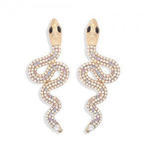 Rhinestone Inlaid High Fashion Women Alloy Wholesale Earrings - Luminous Colorful