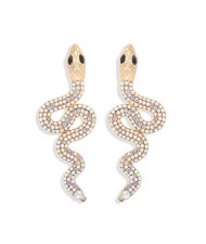 Rhinestone Inlaid High Fashion Women Alloy Wholesale Earrings - Luminous Colorful