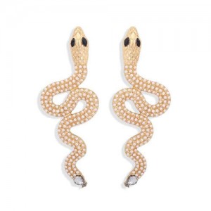 Rhinestone Inlaid High Fashion Women Alloy Wholesale Earrings - Pearl