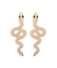 Rhinestone Inlaid High Fashion Women Alloy Wholesale Earrings - Pearl