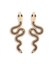 Rhinestone Inlaid High Fashion Women Alloy Wholesale Earrings - Black