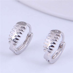 Silver Fish Bone Design Sweet Fashion Women Wholesale Earrings