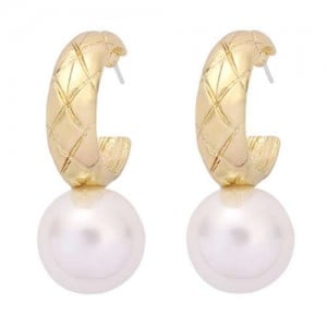 U.S. High Fashion Ball Pendant Unique Style Alloy Women Wholesale Earrings - White