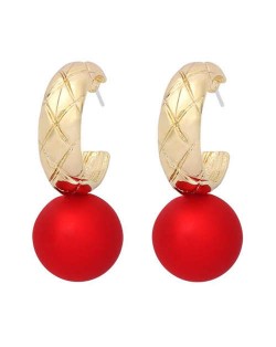 U.S. High Fashion Ball Pendant Unique Style Alloy Women Wholesale Earrings - Red