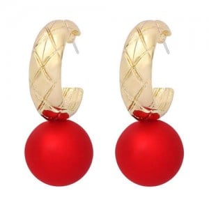 U.S. High Fashion Ball Pendant Unique Style Alloy Women Wholesale Earrings - Red