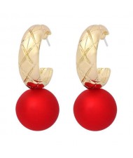 U.S. High Fashion Ball Pendant Unique Style Alloy Women Wholesale Earrings - Red