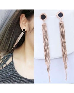 Long Tassel Design High Quality Stainless Steel Women Stud Earrings