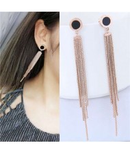 Long Tassel Design High Quality Stainless Steel Women Stud Earrings