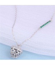 Delicate Pine Cone Pendant Korean Fashion Women Alloy Wholesale Necklace - Silver