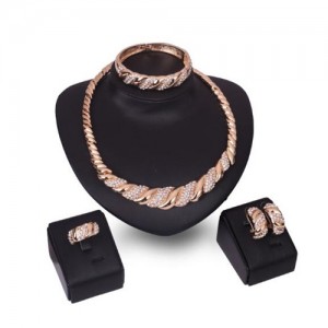 Romantic Petals Design High Fashion 4 pcs Women Wholesale Jewelry Set