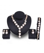 Artificial Pearl and Rhinestone Inlaid High Fashion Banquet Style 4 pcs Women Wholesale Jewelry Set