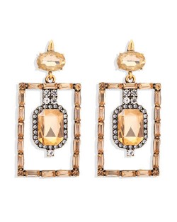Bohemian Fashion Rectangular Rhinestone High Fashion Women Alloy Earrings - Champagne
