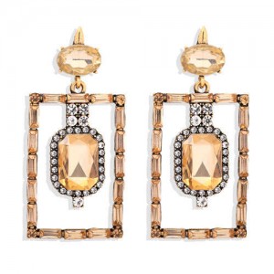 Bohemian Fashion Rectangular Rhinestone High Fashion Women Alloy Earrings - Champagne