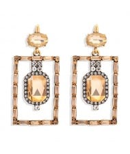 Bohemian Fashion Rectangular Rhinestone High Fashion Women Alloy Earrings - Champagne