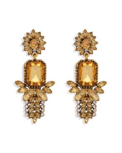 Rhinestone Flower Pattern Bling Fashion Women Alloy Wholesale Earrings - Champagne