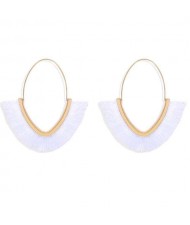 Cute Fashion Cotton Threads Korean Fashion Hoop Style Women Alloy Wholesale Earrings - White