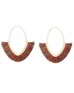 Cute Fashion Cotton Threads Korean Fashion Hoop Style Women Alloy Wholesale Earrings - Multicolor