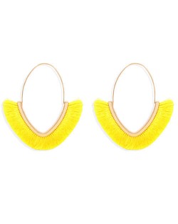 Cute Fashion Cotton Threads Korean Fashion Hoop Style Women Alloy Wholesale Earrings - Yellow