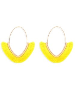 Cute Fashion Cotton Threads Korean Fashion Hoop Style Women Alloy Wholesale Earrings - Yellow