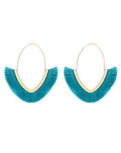 Cute Fashion Cotton Threads Korean Fashion Hoop Style Women Alloy Wholesale Earrings - Blue