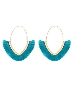 Cute Fashion Cotton Threads Korean Fashion Hoop Style Women Alloy Wholesale Earrings - Blue