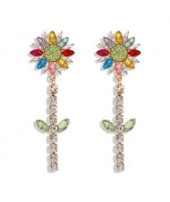 Rhinestone Bohemian Fashion Sunflower Party Style Women Costume Earrings - Multicolor