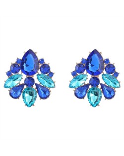 Rhinestone Mini Fashion Korean Style Women Wholesale Stud Earrings - Blue