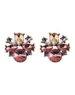 Rhinestone Mini Fashion Korean Style Women Wholesale Stud Earrings - Pink