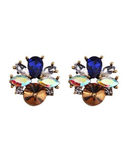 Rhinestone Mini Fashion Korean Style Women Wholesale Stud Earrings - Brown